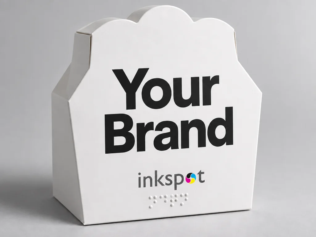 A white carton with a scalloped top edge and braille below the logo.