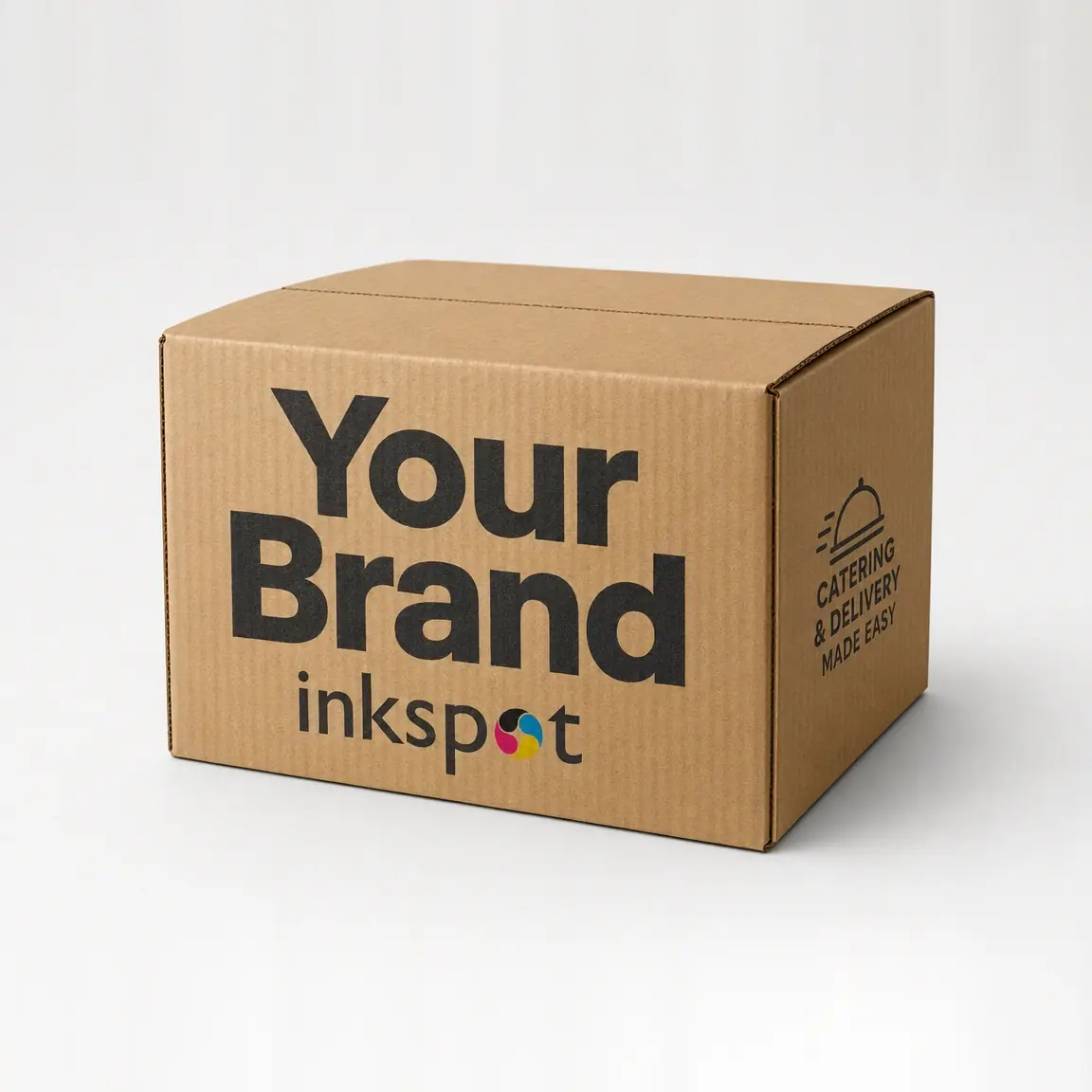 A printed corrugated delivery box for catering.