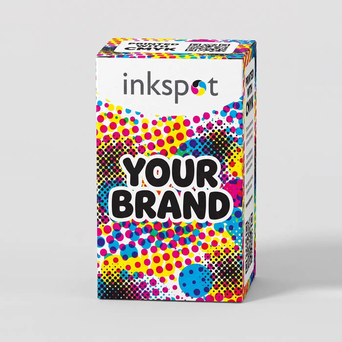 A boldly printed carton in a halftone dot pattern for a limited edition run.